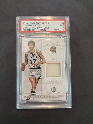 2014-15 National Treasures John Havlicek Patch /49 Springfield Swatches PSA 7