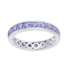 Eternity Band Ring Round Natural Tanzanite Gemstone 925 Sterling Silver Ring