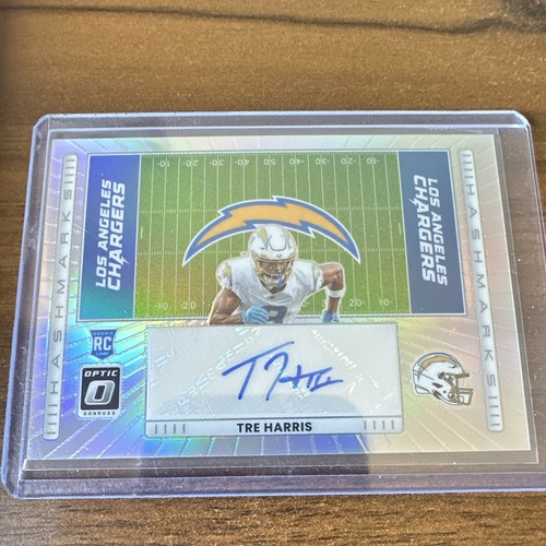 Panini 2025 Donruss Optic Tre Harris Hash Marks Prizm RC Auto HM-TH Chargers