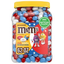 M M'S Red, White  Blue Peanut Milk Chocolate Candy, 62 oz.