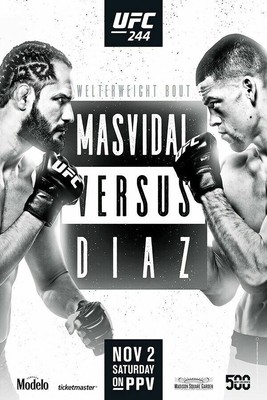 Art Silk Poster UFC 244 Nate Diaz vs Jorge Masvidal MMA Fight Hot Decor G869