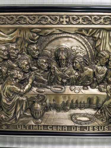 VTG/ATQ Metal Religious 3D Relief Art "ULTIMA CENA DE JESUS", 23.5"x17.5" Frame - Picture 2 of 9