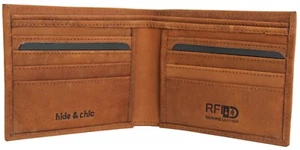 Portefeuille en cuir Hunter de vache à grains entiers de qualité. Style: 12050. RFID LINING.