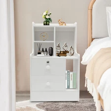 2 Drawers Bedroom Bedside Cabinet Furniture Nightstand Side Table Bedside Table
