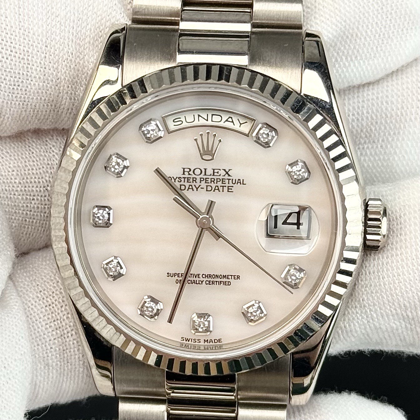 Rolex 118239 Day Date Factory OEM Mother Of Pearl Diamond Dial