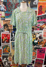 Vtg 50s-60s Pastel Mod Print Belted Sy Frankl Shirtwaist Day Dress Retro Medium