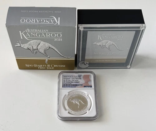 2024 Australia Kangaroo King Charles III Obv. 1oz Silver Proof NGC PF70UCAM;X194