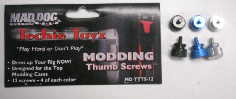 Mad Dog Techie Toys Modding knurled 6-32 computer case thumb screws 3 packs NIB