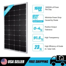 100W Solar Panel 12V Moncrystalline Off Grid Battery Charger for RV Boat Home US