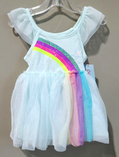Cat  Jack Baby Girls' 12 Months Aqua Mint Sequin Rainbow Accent Tulle Dress