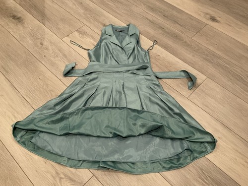 Jones Wear Studio Dress Womens Seafoam Green Belted A-Line Pleated Full Skirt 14 - Picture 6 of 13