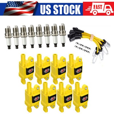 Kit De 8 Bobinas De Encendido UF413 Para Chevy Silverado, Tahoe, GMC - Incluye Bujías