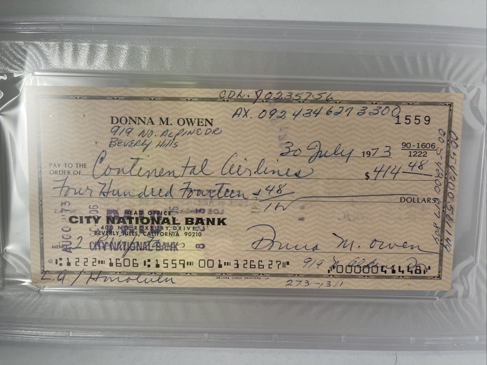 Donna Reed Signed Authentic Check PSA/DNA Certified | eBay