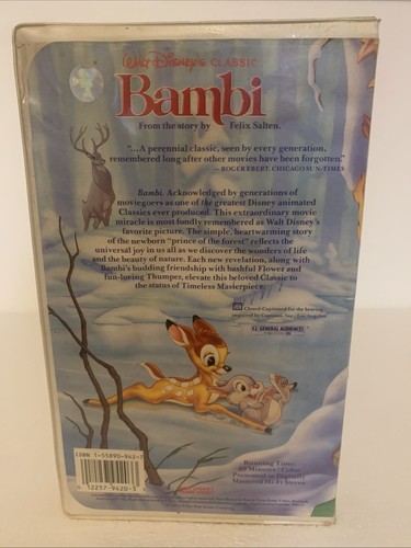 Bambi Disney RARE VHS Tape Classic Black Diamond 942 - Picture 3 of 4