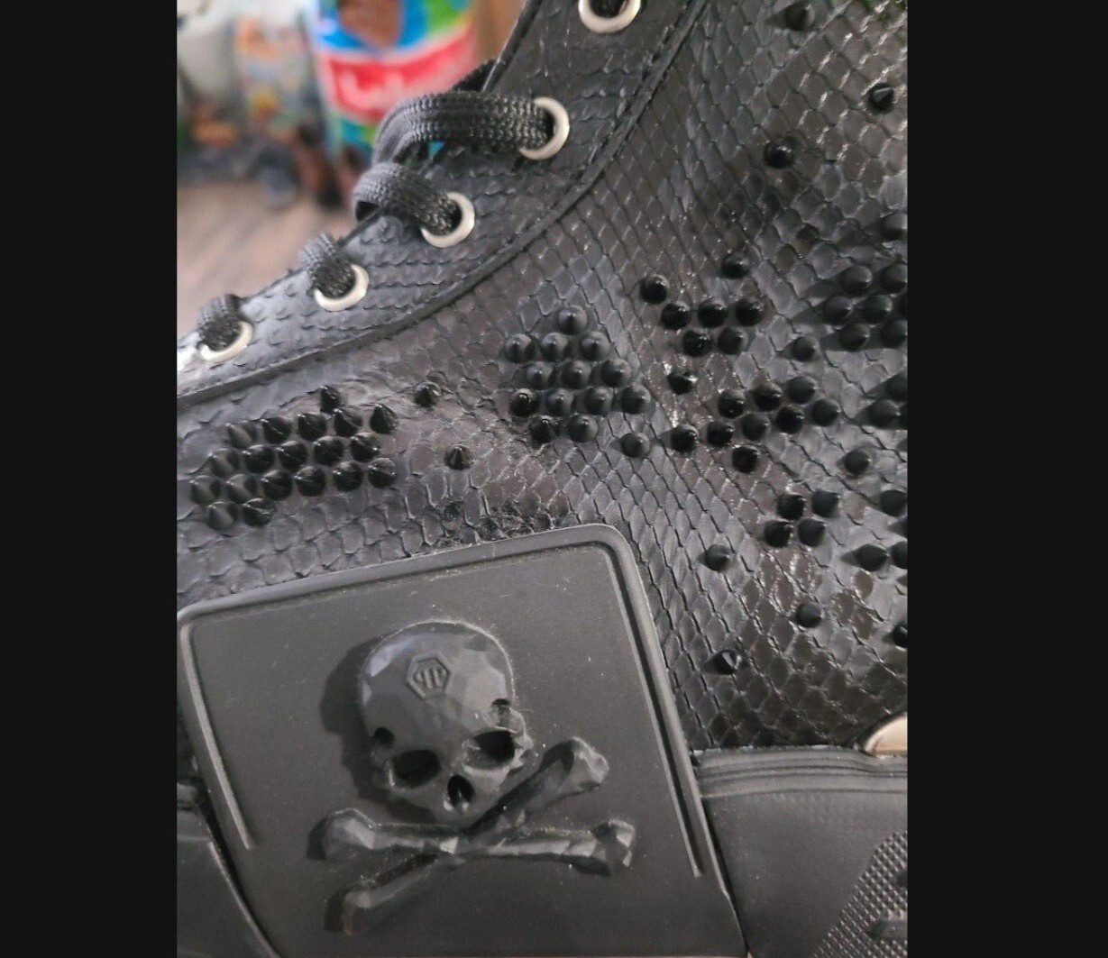 Philipp Plein Black Spiked Studded High Tops - Size 12 | Limited Edn | Edgy Style image 9