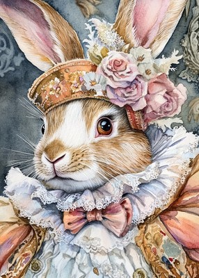 PRINT ACEO Art Card Easter Bunny Egg Flower Rabbit Animal Limited Edition