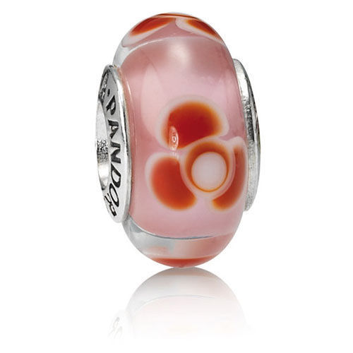 790647 Red Flowers For You Retired Pandora Charm S925 ALE, Murano