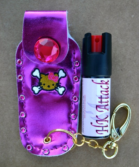 Hello Kitty pepper spray 1/2oz police bling pk crystal nail keychain
