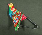 vintage 1960's tin litho Toy Bird printed metal Shackman Repro chirps flaps wing