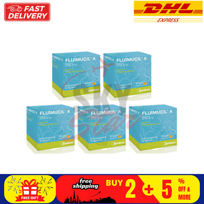 5 X Fluimucil A 200mg 30 Sachets Granules Clear Phlegm Orange Flavor