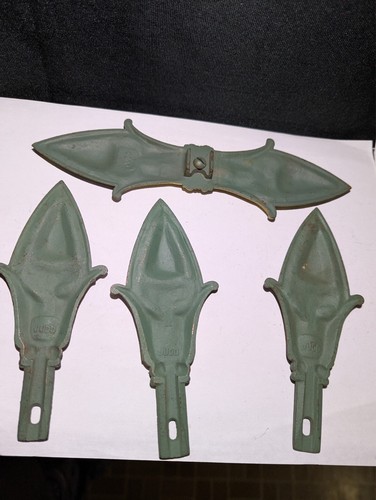 ANTIQUE JUDD CAST IRON DRAPERY CURTAIN TIE BACK SET GREEN TOP ORNAMENT BRACKET - Picture 8 of 13