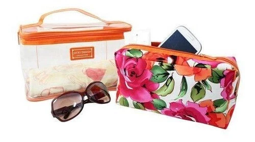 Bolsa de viaje para cosméticos de tocador Jacki Design Tropicana de 2 piezas, verde o naranja Foto 4 de 4
