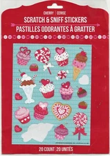 Scratch & Sniff Stickers 18 Cherry Greenbrier Cupcakes Hearts Candy Sundae Pops