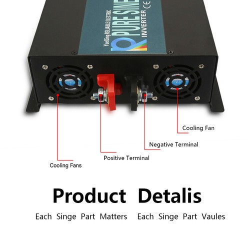 2500W Pure Sine Wave Inverter 36VDC to AC 120/220V Solar Power Truck Converter - Picture 5 of 9