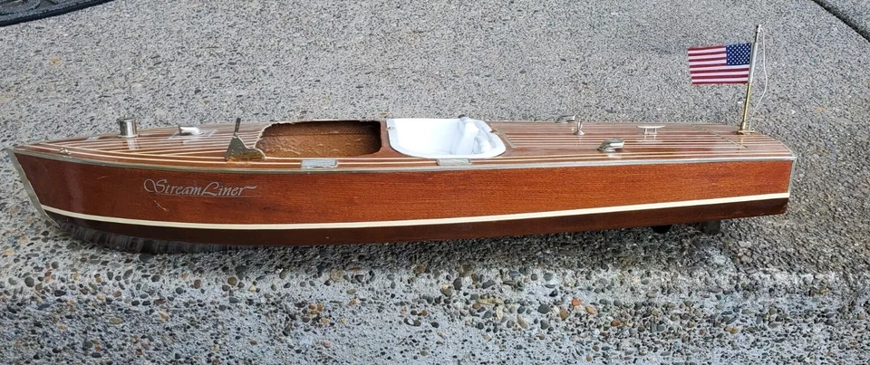 KYOSHO Maritime Classic Series Stream Liner RC Kit de barco de madera preconstruido de colección Foto 3 de 4