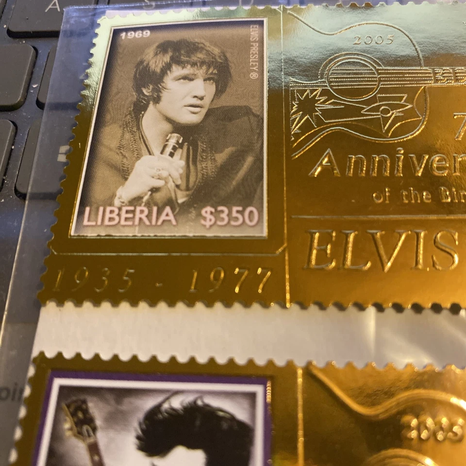 Elvis Presley $20 Dominica Souvenir Stamp Gold Foil Sheet 70th Birth Anniversary - Image 2 of 4