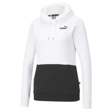 PUMA Essentials Colorblock Pullover Hoodie Womens Black, White Casual Outerwear
