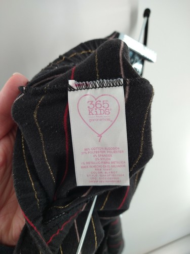 365 Kids Size 7 Girls Striped Stretch Pants 054 - Picture 3 of 3