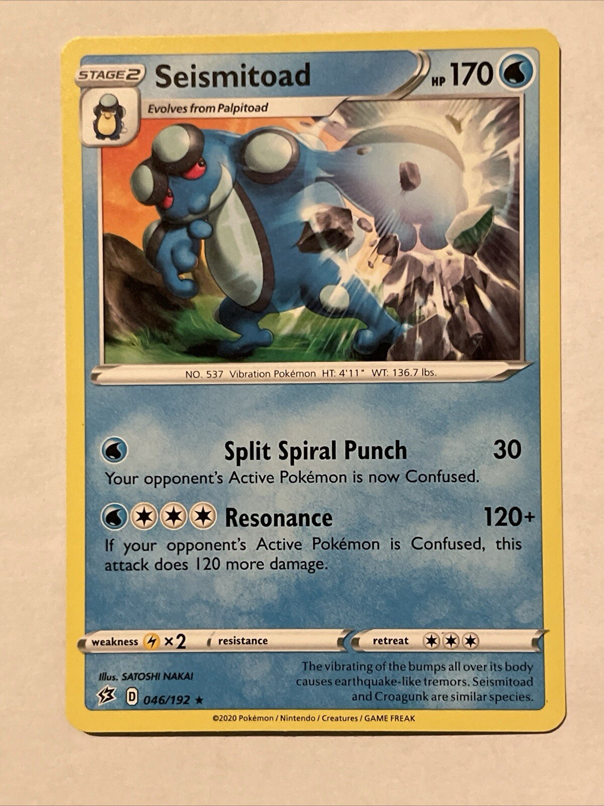 Seismitoad #46/192 Rebel Clash Rare Pokemon Card