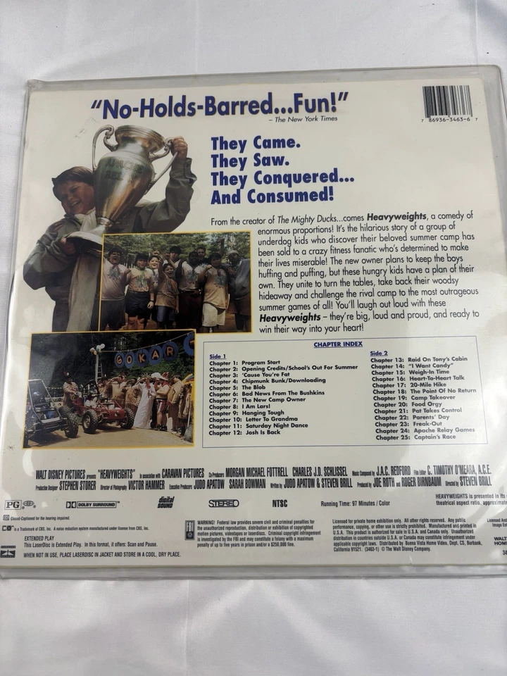 HEAVYWEIGHTS LaserDisc Walt Disney BEN STILLER, JUDD APATOW Fat Camp Comedy RARE - Image 2 of 4