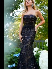 Mori Lee Strapless Black Lace Mermaid Gown size 18 NWT