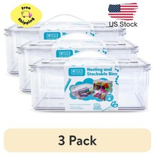 3 pack Stackable Nesting 4 Piece Plastic Organizing Storage Bins for Craft