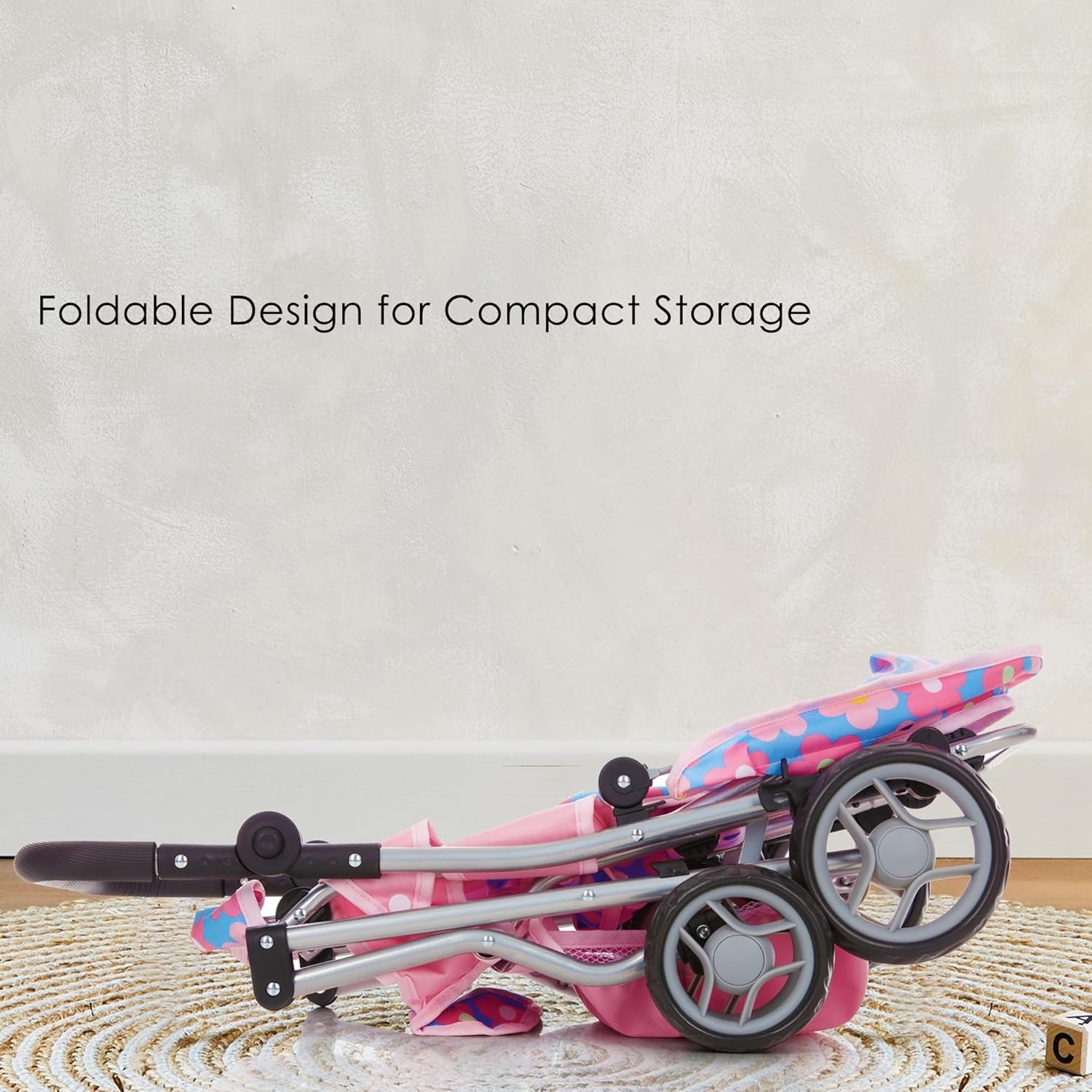 Baby Doll Double Stroller Twin Buggy with Basket & Bag, Blue &ndash; 27"