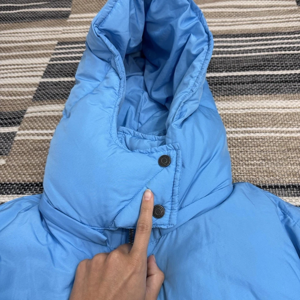 Chaqueta acolchada de gran tamaño Free People Emmy Swing Puffer XS azul invierno con capucha Foto 3 de 4