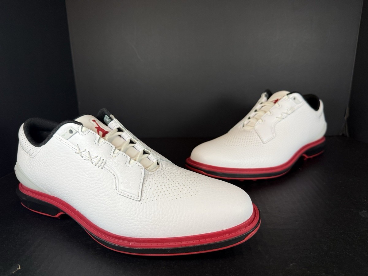 Nike Air Jordan ADG 5 White Black Red Spikeless Golf Shoes  display picture 1