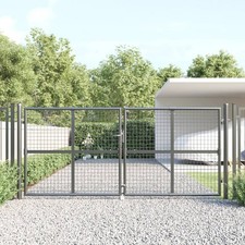 Image of Silver Double Garden Gate 300x175cm Galvanised Steel Driveway Gate