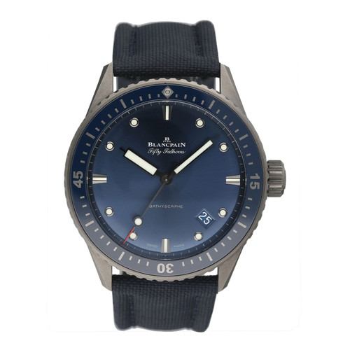 Blancpain Fifty Fathoms Bathyscaphe 5000 0240 O52A Blue Dial Ceramic Mens Watch