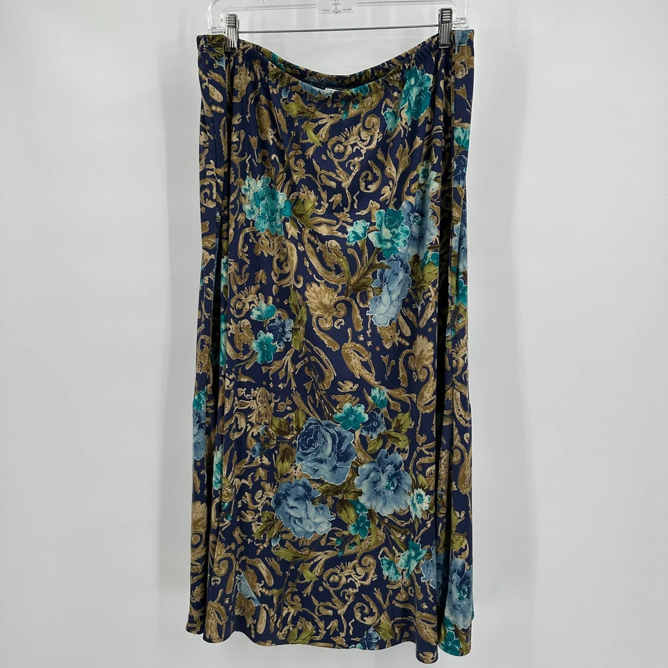 Falda midi Bechamel para mujer talla 2X vintage floral barroca cottagecore boho Foto 2 de 4