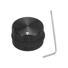 Aluminium Potentiometer Knobs, 1/4" w Black Rubber Ring, Black