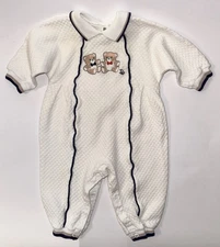 Vintage Baby Dior 90’s Boy’s  Embroidered Teddy Bear Quilted Romper 1 Piece 6-9M
