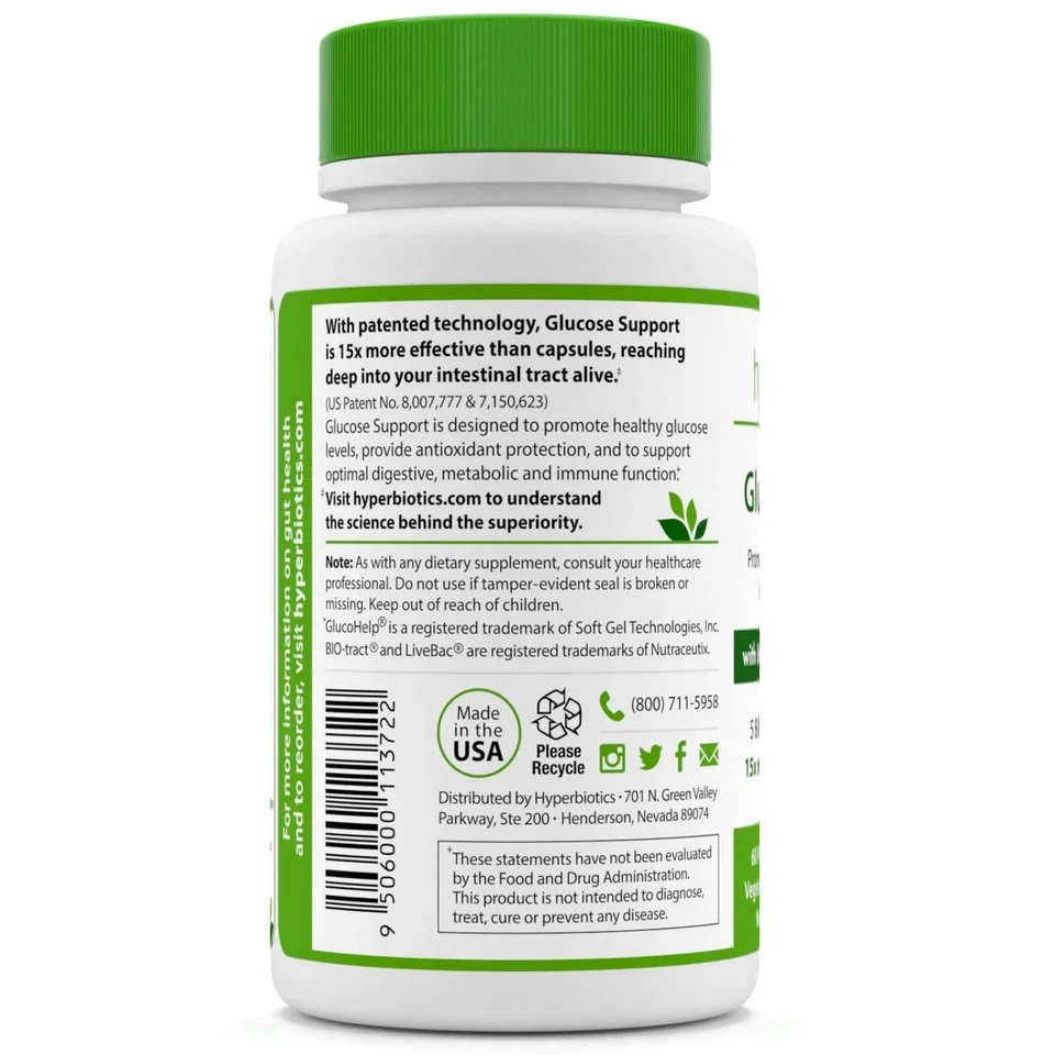 Suporte de glicose, com extrato de banaba e vitamina D3, 5 bilhões de UFC, 60 patenteados, - Imagem 3 de 3