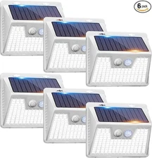 Solar Lights Outdoor Waterproof, 6Pack 140LED Bright Motion Sensor Security Ligh