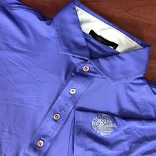 Greyson Golf Polo Mens Large Solid Blue Grey Trump National Shirt