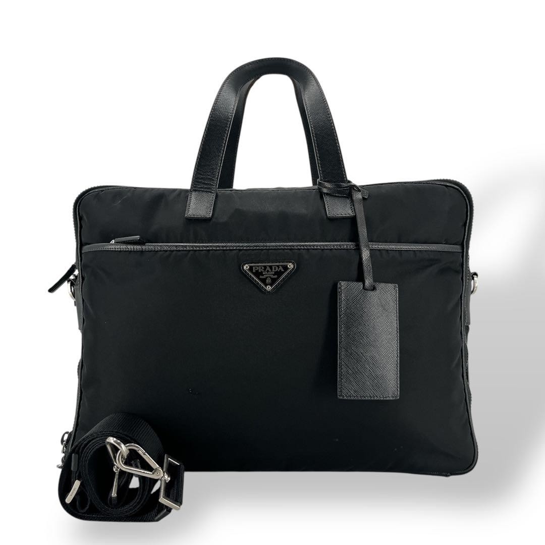 PRADA 2 Way Business Bag Nylon Leather Triangle Logo Shoulder Bag Auth thumbnail 21