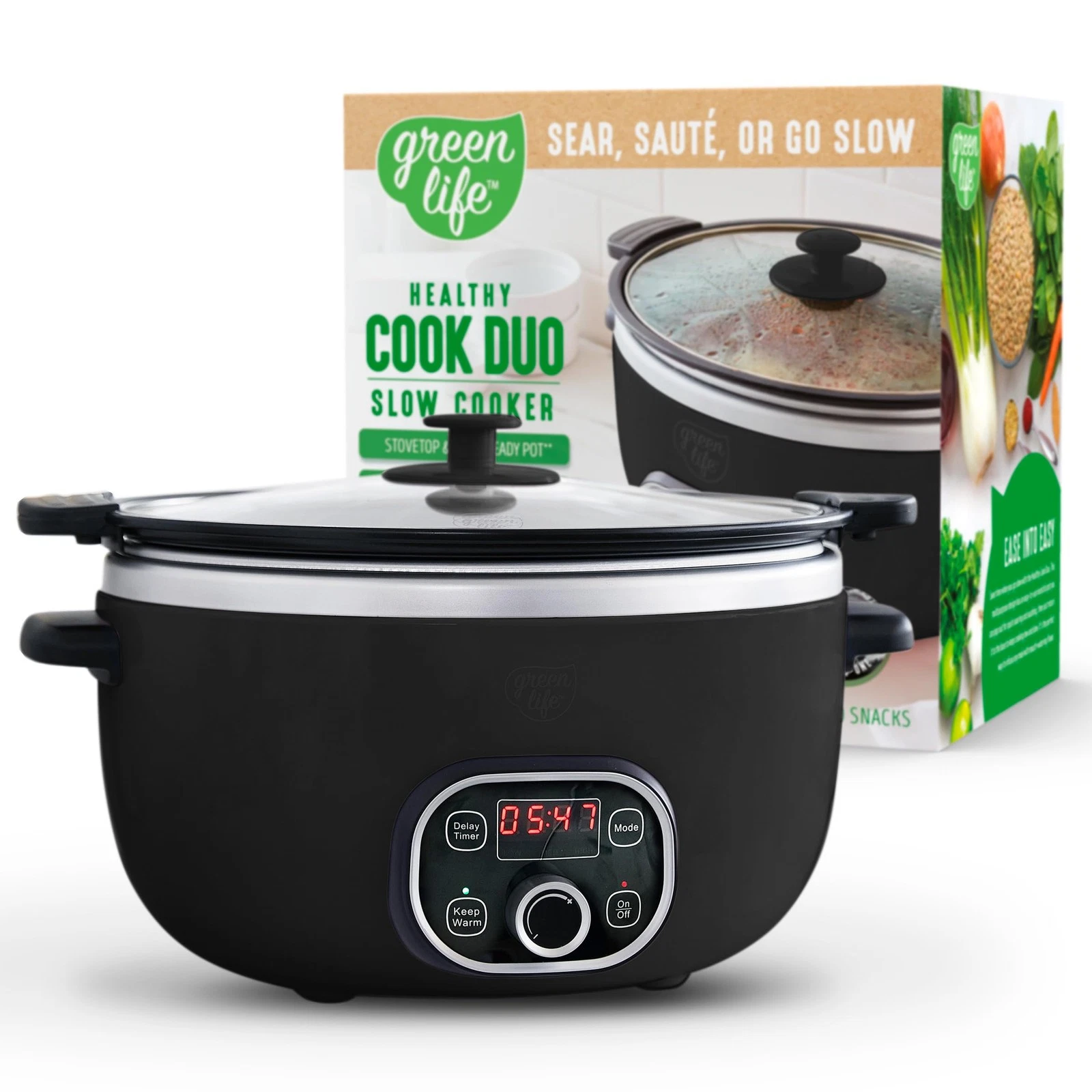 Extra Large 6 Quart Slow Cooker Toxin Free Ceramic Nonstick Easy Clean