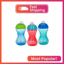 Nuby Clik-It Soft Spout No-Spill Easy Grip Sippy Cup for Boys - 3-Pack 10 Oz -